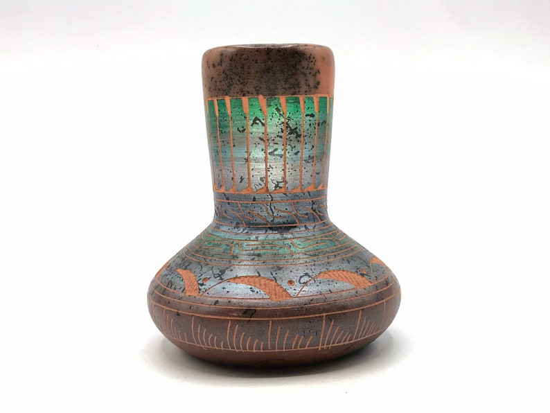 Native American Pottery Horsehair Beautiful Handmade Navajo Indian Signed By Fannie Whitegoat