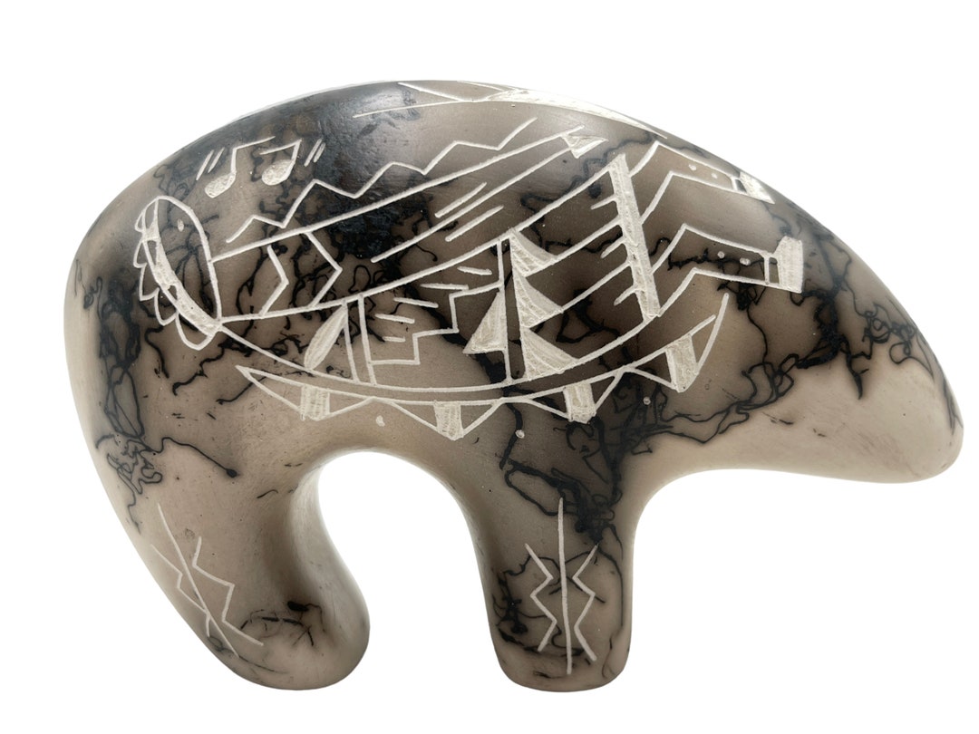 Native American Pottery Bear Horse Hair Vase Handmade Hand Etsy