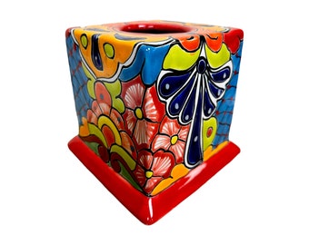 Talavera Coprifazzoletto Decorativo Dipinto a mano Decorazioni per la casa fatte a mano Ceramica messicana Arte popolare multicolore Regali per l'inaugurazione della casa in ceramica colorata