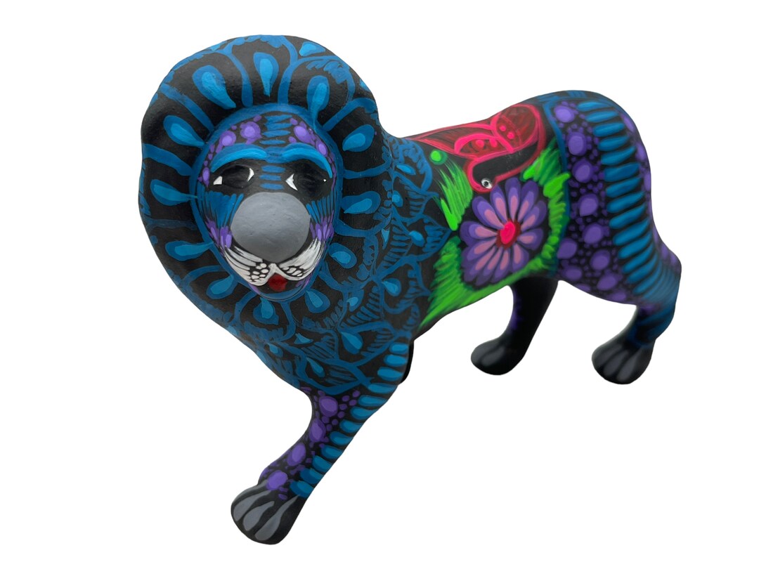 Talavera Lion Animal Sculpture Home Cute Decor Indoor Outdoor Etsy