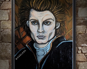 Icabod Crane- Sleepy hollow- Johnny Depp originele acrylschilderijprint