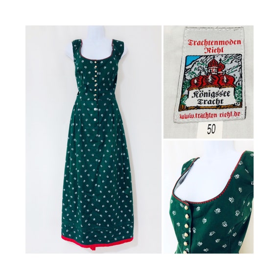 Vintage Dress Size 20 Retro Prairie Green Floral R