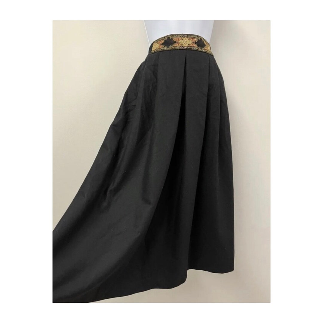 Vintage Black Long Panelled Skirt XS/S