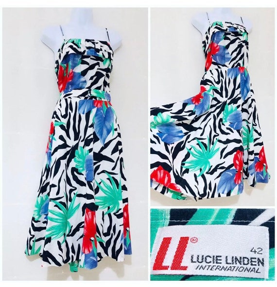 Vintage Dress Size 12 14 Bohemian Floral Swing Luc