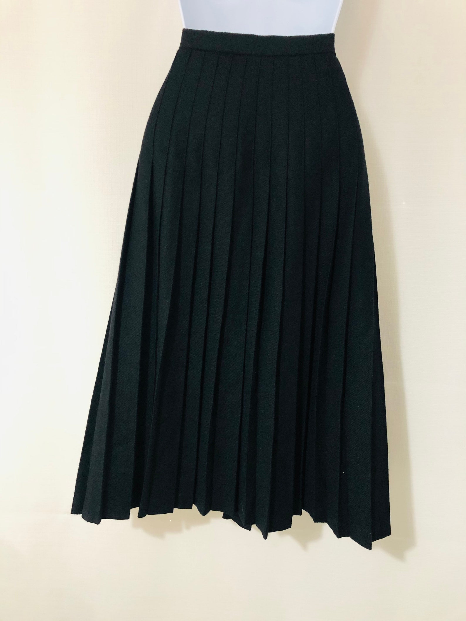 Vintage CASHMERE Skirt Size 10 Pleat Wool Black Smart Quality | Etsy
