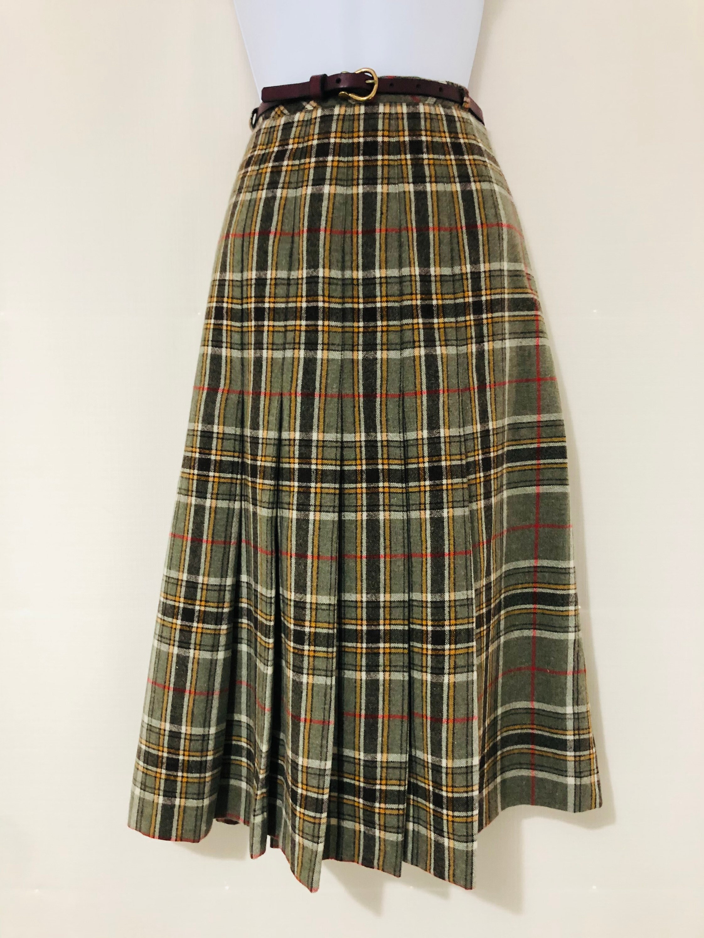 Vintage Tartan Kilt Size 12 Skirt WOOL Check Brown Retro | Etsy
