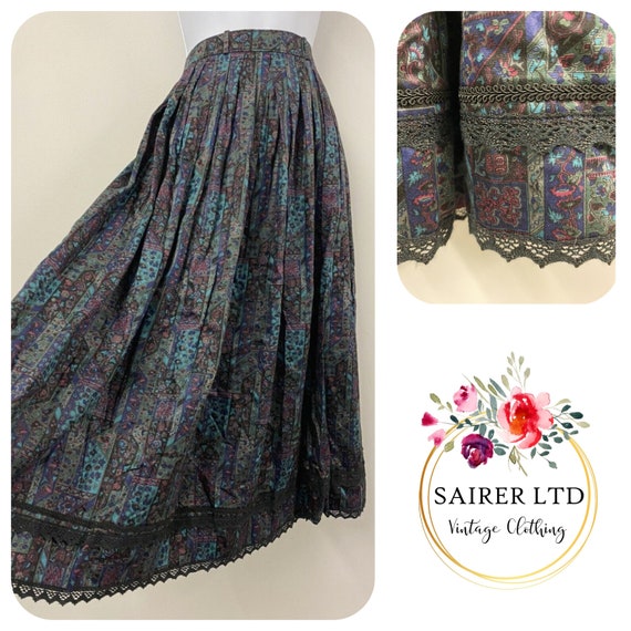 Vintage Skirt Size 12 14 Multicoloured Floral Geo… - image 1