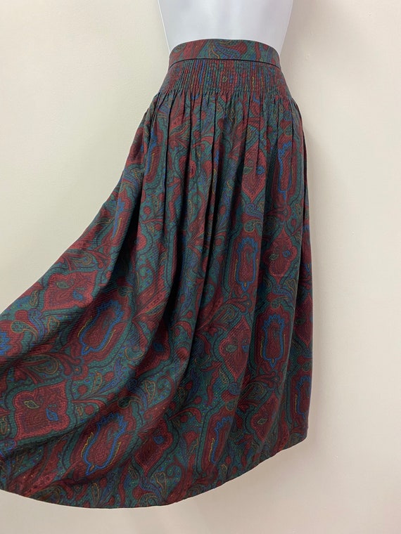 Vintage Skirt Size 12 Burgundy Red Green Floral P… - image 7