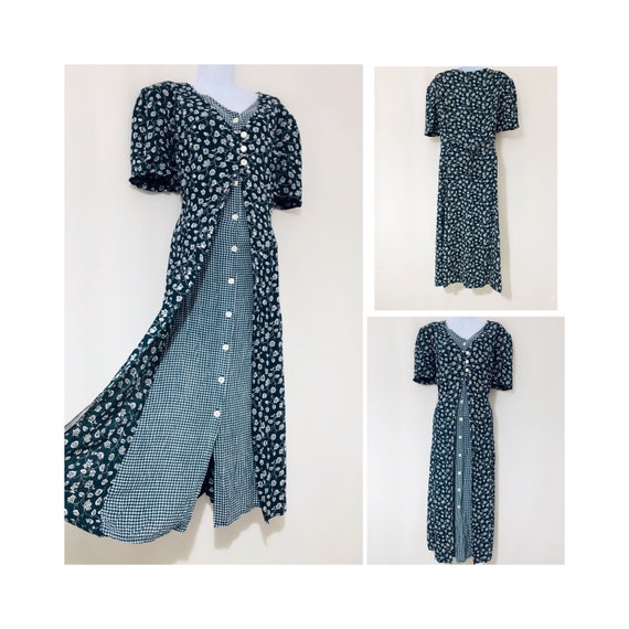 Vintage Dress Size 20 Retro Prairie Long Floral Da
