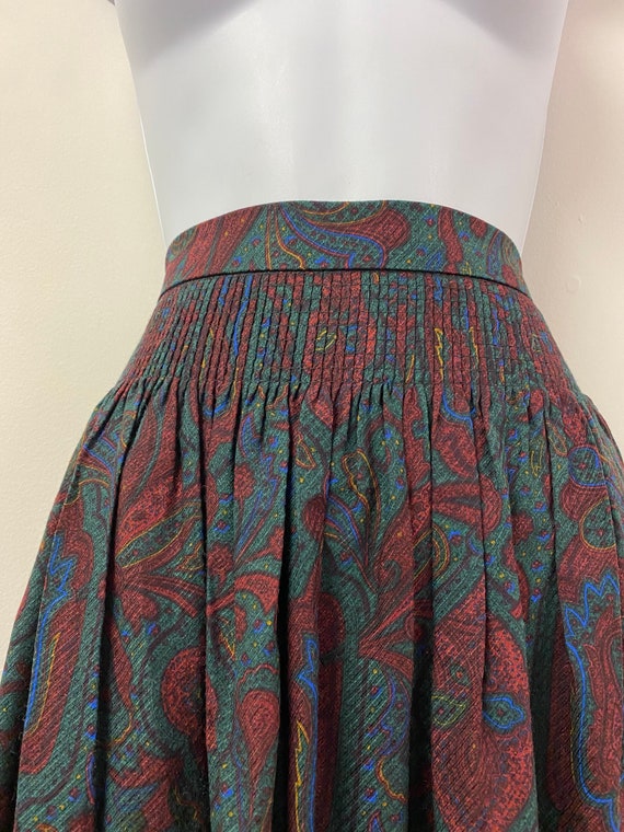 Vintage Skirt Size 12 Burgundy Red Green Floral P… - image 8