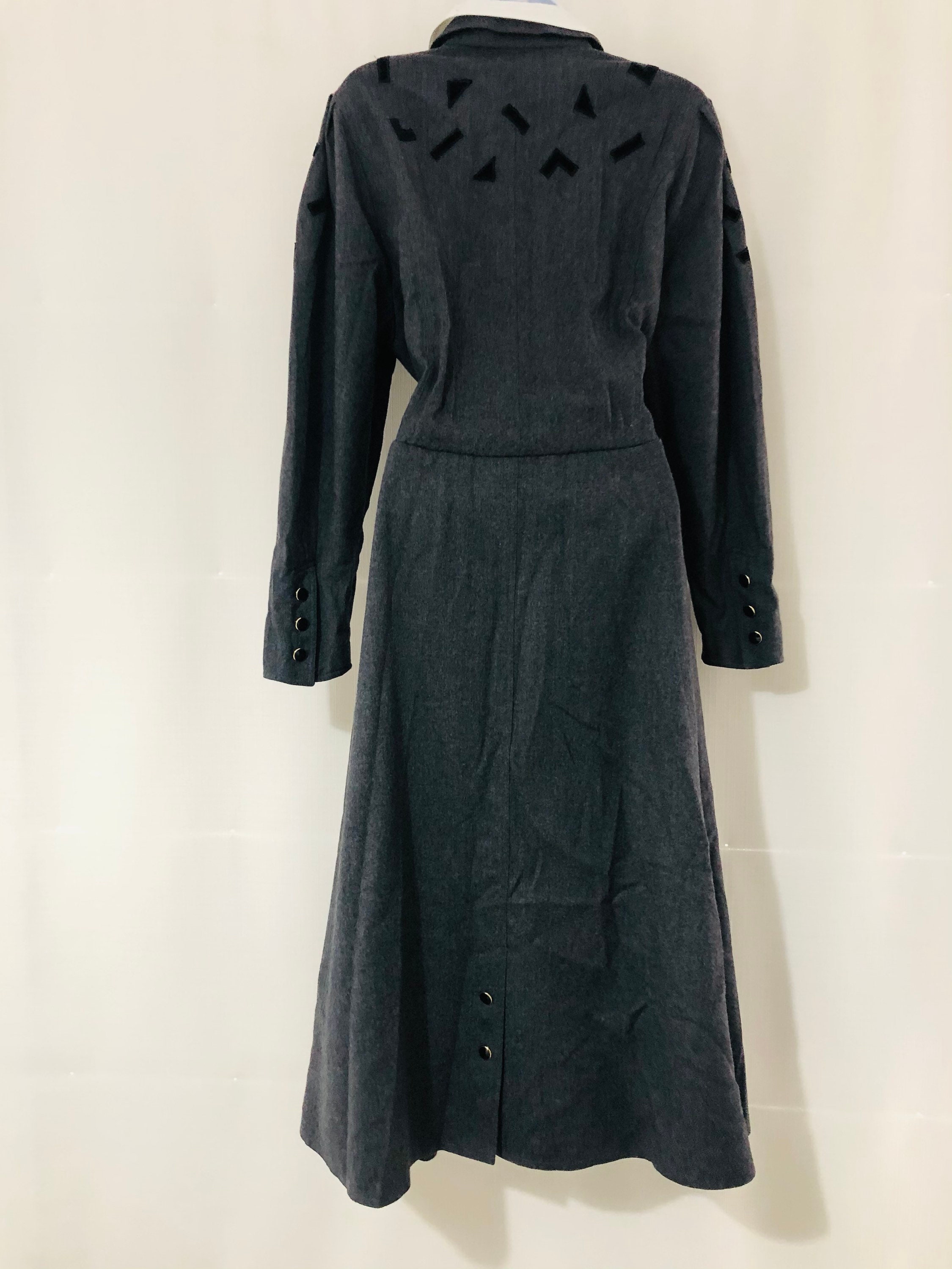 True Vintage Dress Size Wool 18 Grey Slimming Collar Secretary | Etsy
