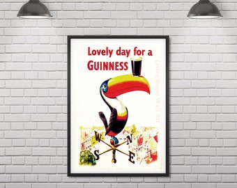 Retrò Vintage Guinness Framed Tela Art print Poster Cafe Bar Man Grotta 