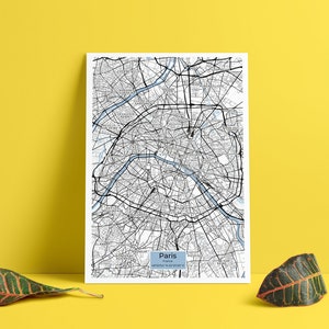 Mapa de la ciudad de París Tamaño A2 Póster / Mapa de París imprimir póster lienzo / Mapa de Francia imprimir póster / Mapa de la ciudad de París Imprimir póster / Descarga digital