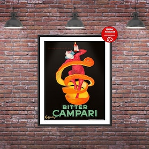 Cappiello Posters Wall Art Digital Download Poster Vintage Gallery Print ,Leonetto Cappiello - Bitter Campari (1921)