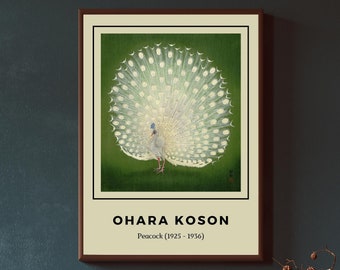 Ohara Koson White Peacock Japanese Art Print (Instant Download)