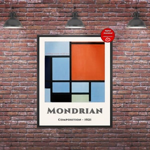 Piet Mondrian Wall Decor Composition 1921 geometric mode of painting that Mondrian called Neo-Plasticism , Mondrian poster Digital download