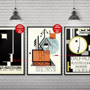 Bauhaus poster download set of 3 Exhibition Wall Décor Poster A1 HIGH QUALITY