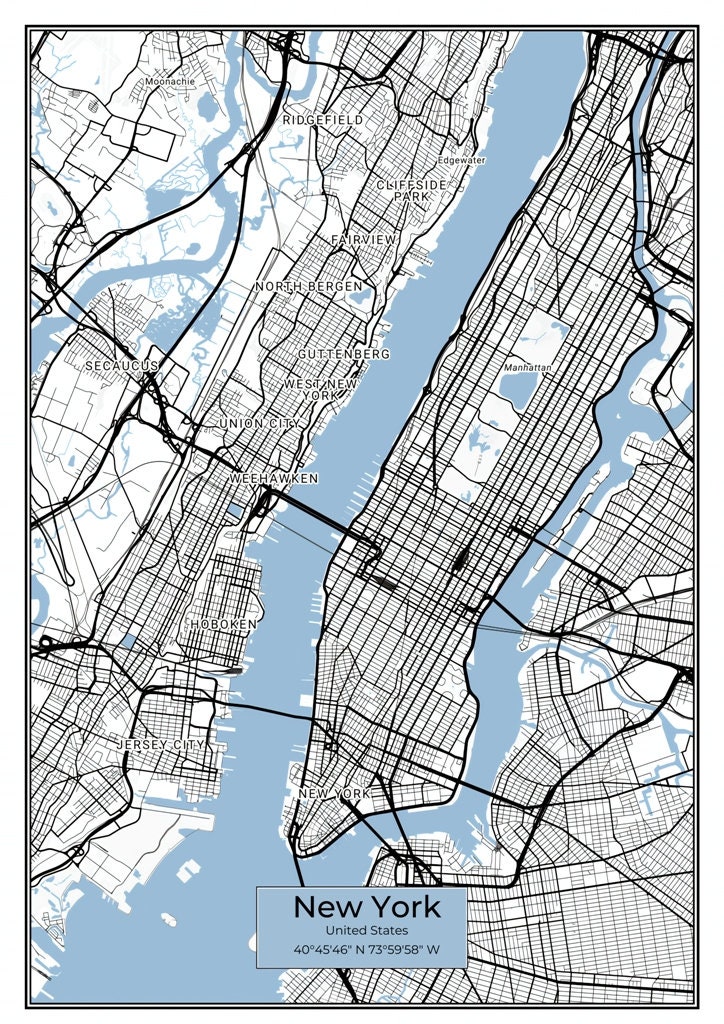 NEW YORK City Map Poster Digital Download Wall Art Décor Artwork NEW YORK City Map Poster Digital Download Wall Art Décor Artwork