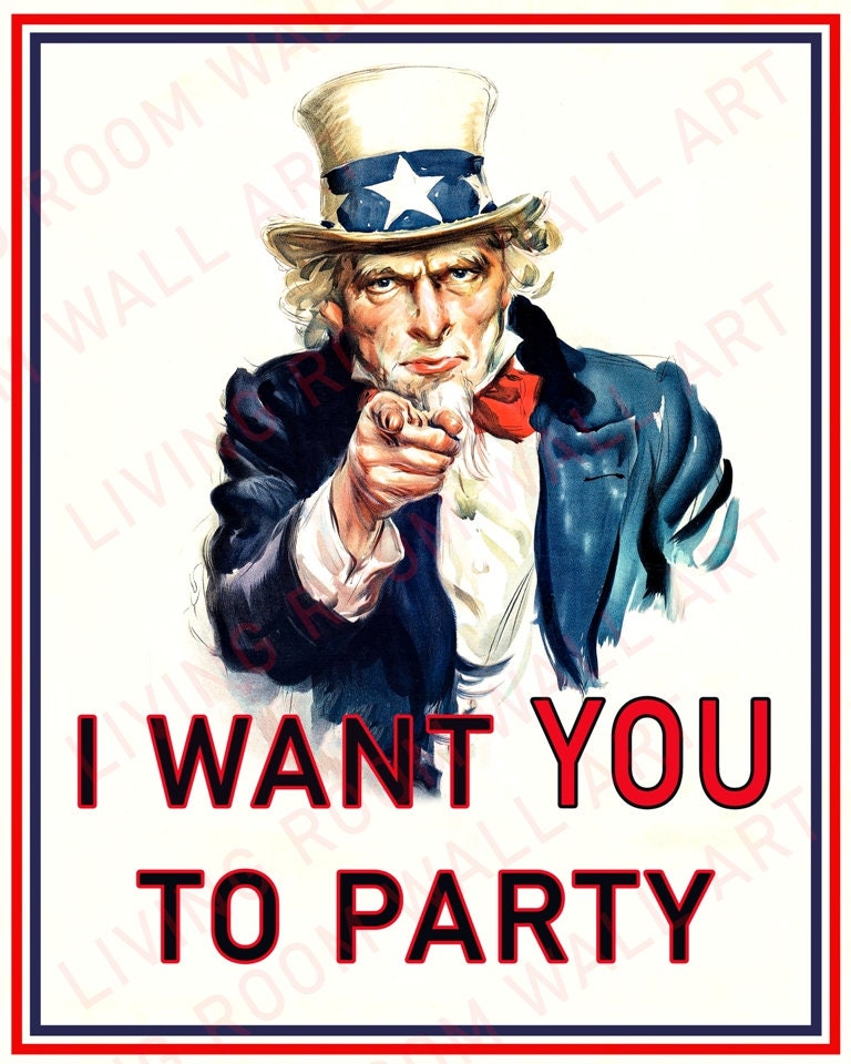 パーティーに行きたいポスター、アンクルサムがあなたを欲しがる