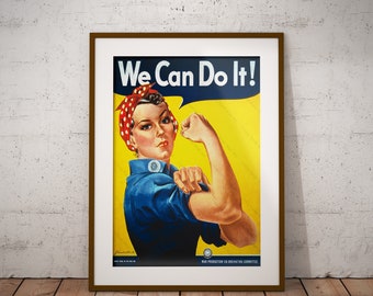Rosie the Riveter Poster, WWII Proppropagation Art (Digitaldruck)