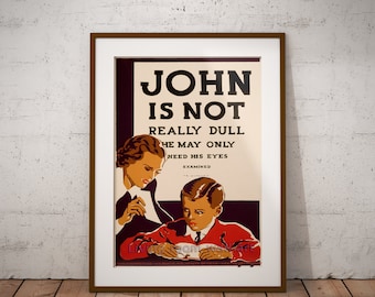 John is niet echt saai Vintage WPA Poster, Kinderen Onderwijs, Afdrukbare, Afdrukbare Muur kunst, fotografie, Poster, Decor, Foto Prints