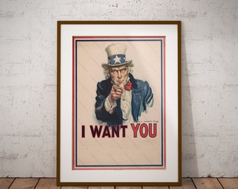 Uncle Sam 'I want you' Poster im Vintage Stil (Digitaler Download)