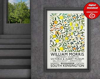 Lámina de William Morris, Arte floral cítrico vintage (Descarga digital)