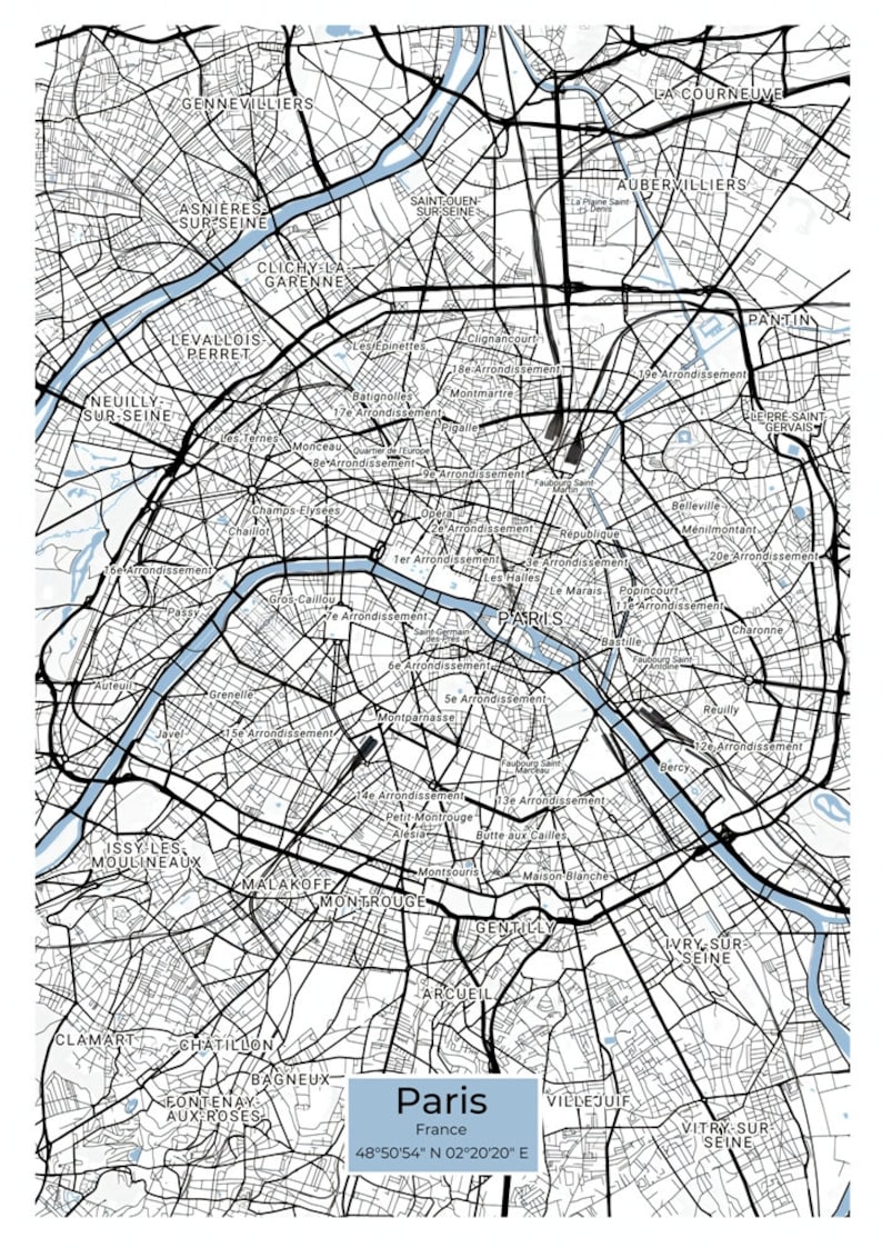 Paris City Map A2 Size Poster - Il 794xN.3381546171 3hbu