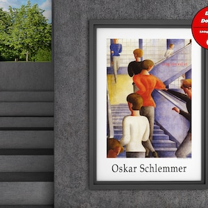 Oskar Schlemmer Stairway 1932 , Bauhaus Art Exhibition Digital Download Poster Vintage Print, Printable ,Bauhaus Geometric Art Download