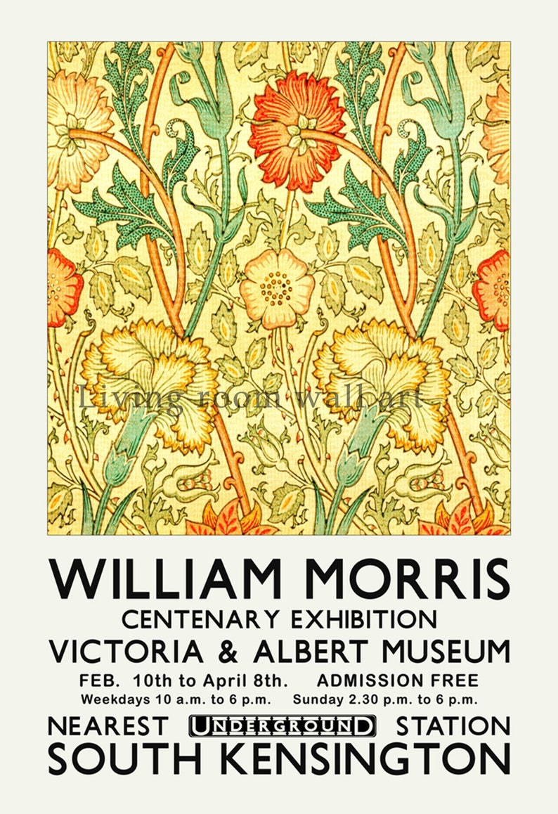 William Morris Exhibition poster Digital Download Victoria Etsy