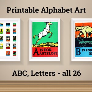 Alfabeto imprimible Arte vintage, ABC letras los 26 alfabetos de un libro para niños Art Nouveau 1923, Vintage Alphabet Imprimir Descarga Digital