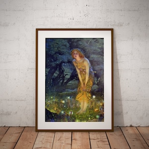 Midsummer Eve Girl Fairy Forest Little Fairies 1909  Painting Fine Art, Printable , Printable Wall Art, Photography , Poster, Photo Prints