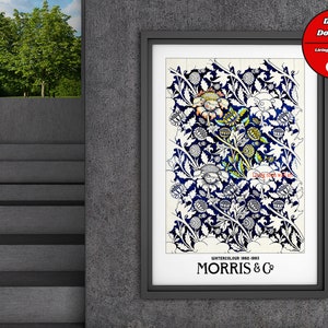 William Morris Print, Floral Wall Art, Flower print, William Morris Poster, Morris Watercolor ,Modern Print, Vintage exhibition poster