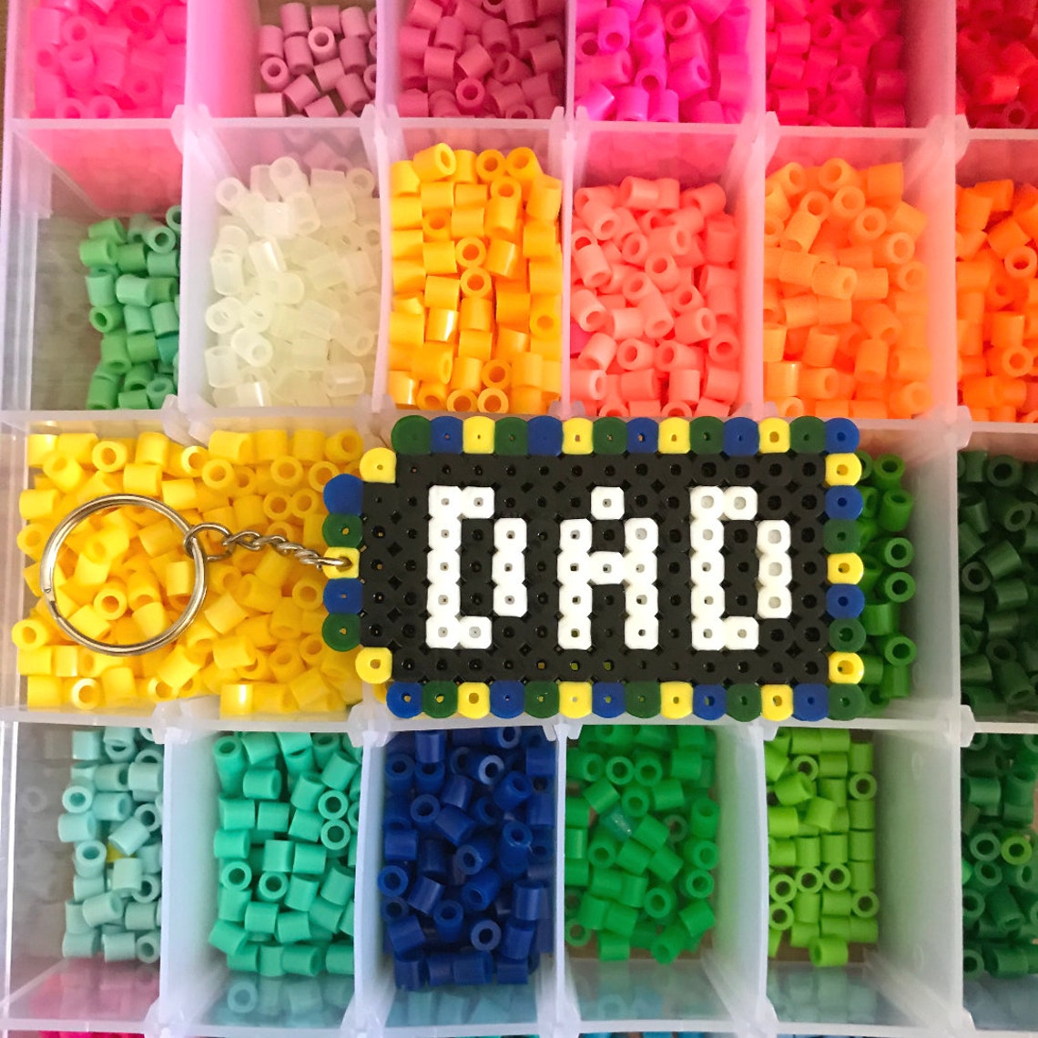 Perler bead keychain dad perler bead fathers day keychain Etsy
