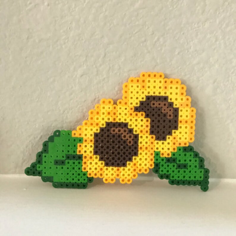 Perler bead flower Perler bead sunflower Perler bead art Etsy
