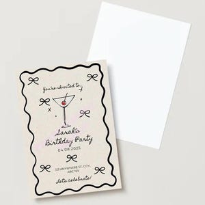 Editable cream vintage dinner party birthday invitations A6 instant download