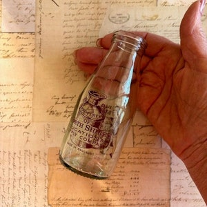 Vintage Half Pint Milk Bottle - Vintage England Milk Bottle - Vintage Glass Milk Bottle