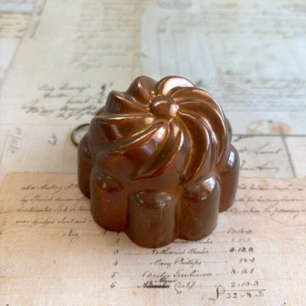 Antique Copper Jello Mold - Small Antique Mold - Vintage Kitchen Decor