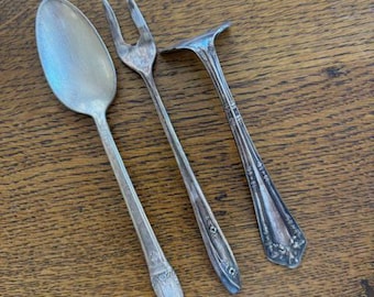 Vintage Serving Utensils - (23 Antique Small Silver Utensils - Antique Silver Plate Utensils