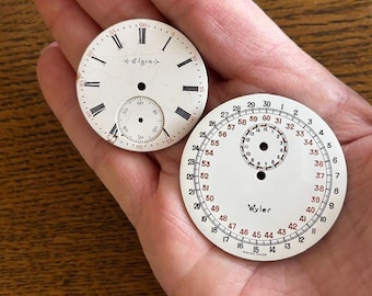 Esferas de relojes vintage - (2) Piezas de relojes vintage - Materiales de técnica mixta - Arte steampunk