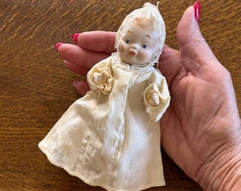 Antique Porcelain Doll Baby - Antique Small Bisque Baby Doll - Collectable Dolls
