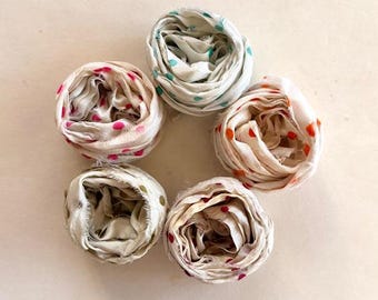 Sampler di seta sari a pois in 5 colori - Nastro riciclato - 2 iarde ciascuno, 10 iarde in totale, nastro per journaling