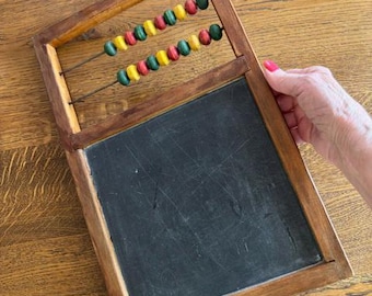 Antique Slate Board With Abacus - Antique School Supplies - Schoolhouse Decor