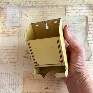 Vintage Yellow Metal Match Box - Match Stick Holder - Match Stick Box
