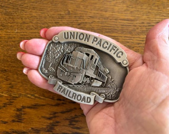 Vintage UPRR Pewter Belt Buckle - Union Pacific Railroad Memorabilia - Railroad Collectable