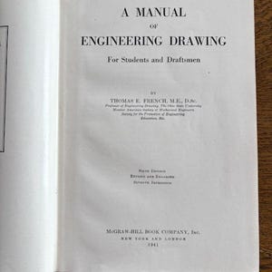 Vintage 1941 Engineering Drawing Manual - Vintage Engineering Reference Book - Antique Book Collector