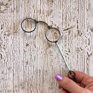 Antique Lorgnette Opera Glasses - Victorian Folding Glasses - Antique Spectacles With Handle