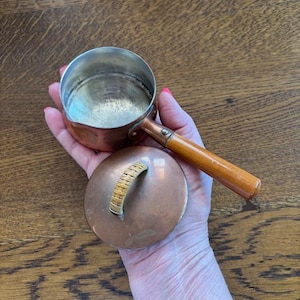 Vintage Copper Butter Warmer - Vintage Small Copper Warming Pot - Mid Century Solid Copper Sauce Server