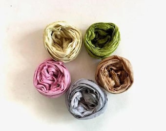 5 Color Sari Silk Sampler - Recycled Sari Ribbon - 5 Dusty Colors, 2 Yds Each, 10 Yds Total, Journaling Ribbon
