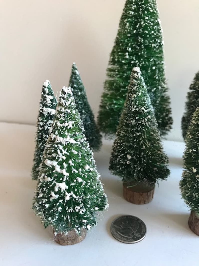 Dept 56 Frosted Topiary trees Set of 8 Frosted Sisal Trees Etsy